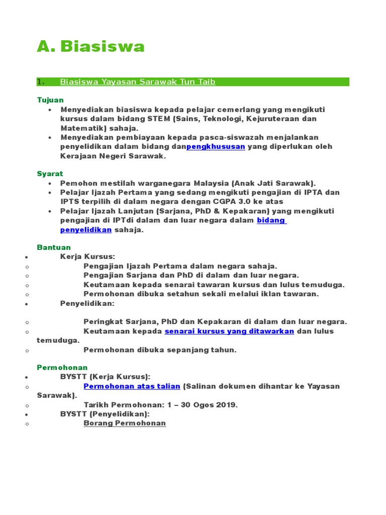 Yayasan Sarawak Biasiswa 2020