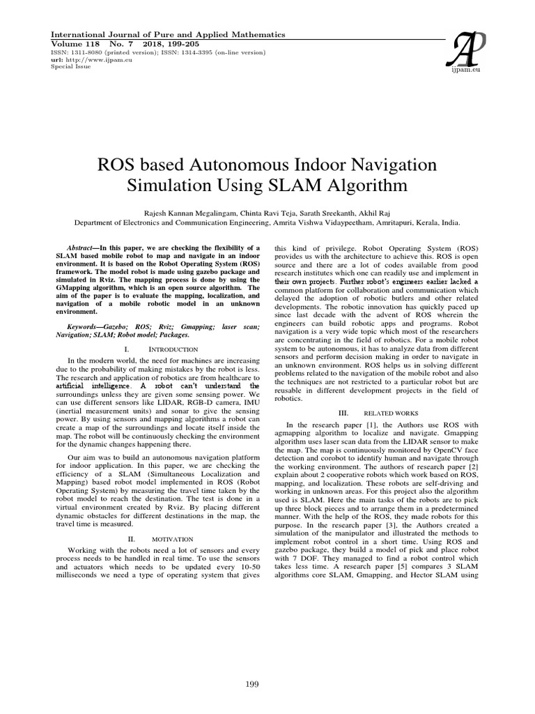 ROS-Based Indoor Navigation with SLAM | PDF | Lidar | Robotics