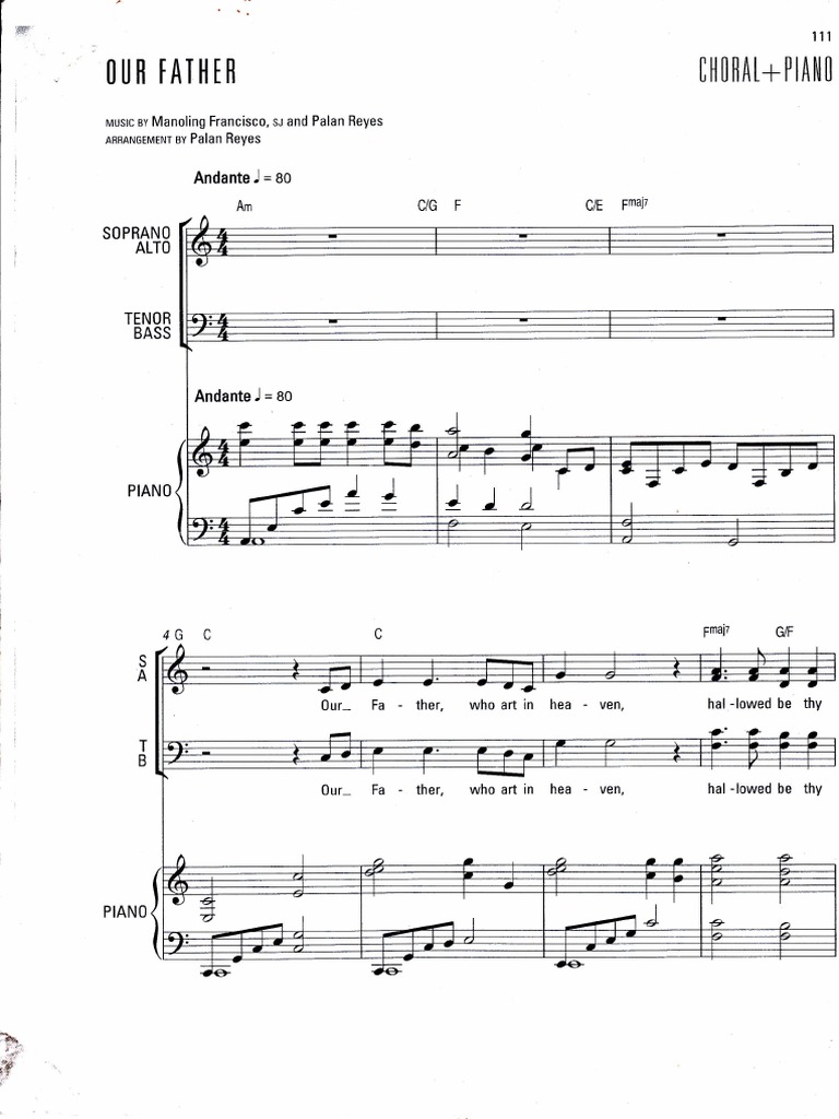 Our Father Sheet Music by Manoling Francisco | PDF