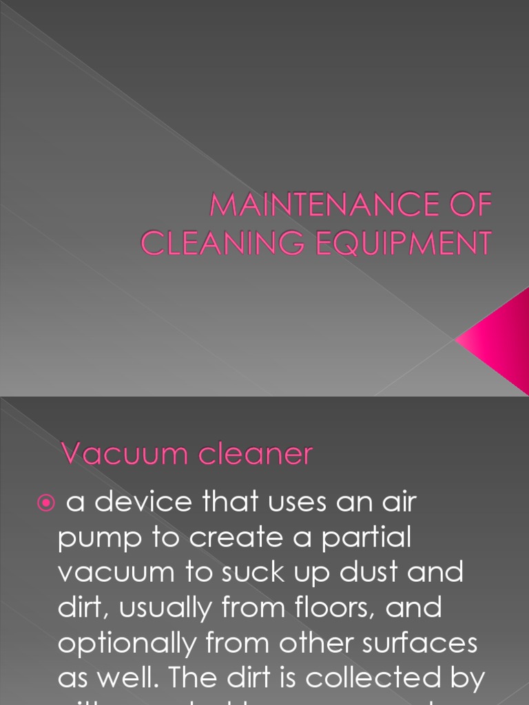 Maintenance of Cleaning Equipment PDF
