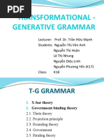 Transformational - Generative Grammar