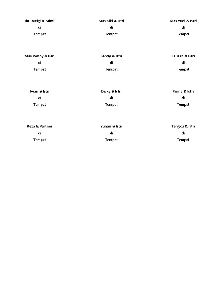 Format Label Nama Undangan | PDF