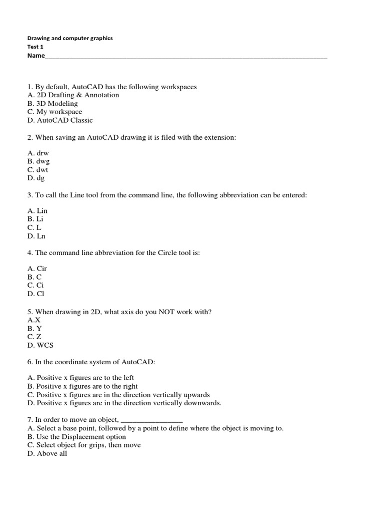 Final Test AutoCad | PDF | Auto Cad | Rotation
