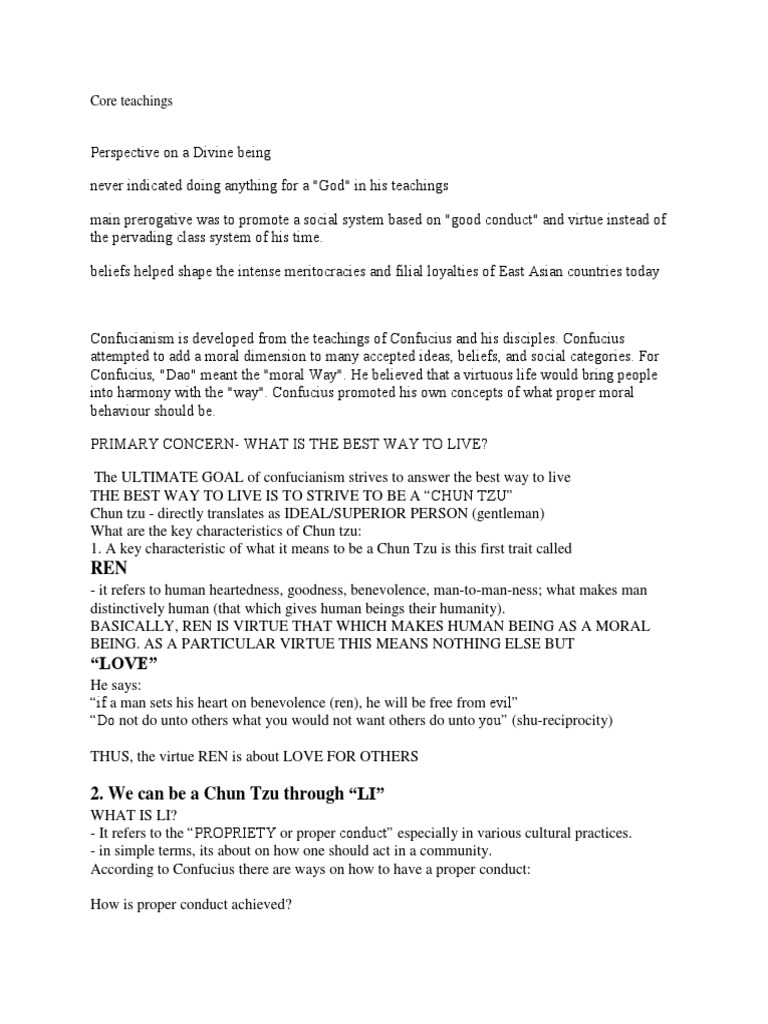The Key Teachings Of Confucianism Striving To Become A Chun Tzu Pdf