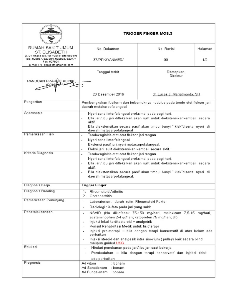 Diagnosis Banding Trigger Finger | PDF
