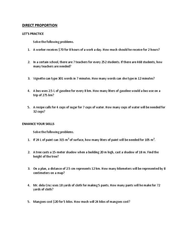Partitive Proportion Practice Worksheet | PDF | Ratio | Teaching ...