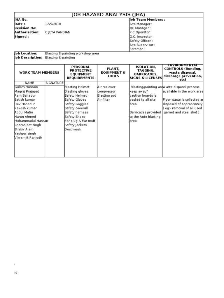 JHA Blasting PDF Safety Pollution