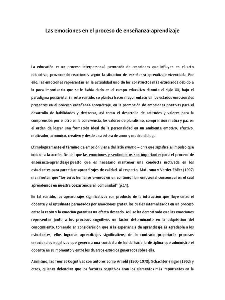 Las Emociones en El Proceso de Enseñanza | PDF | Aprendiendo estilos ...