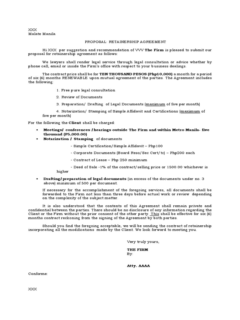 Scribc Retainership Agreement Sample | PDF | Virtue | Business Law