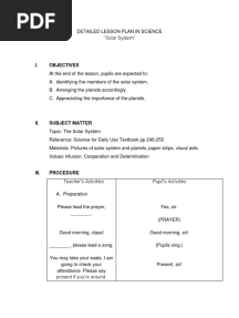 Lesson Plan About Solar System