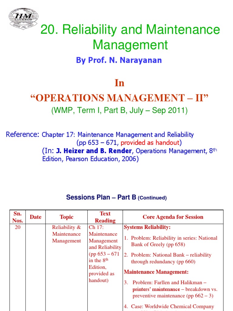 Reliability and Maintenance Management | PDF | Business | Computers
