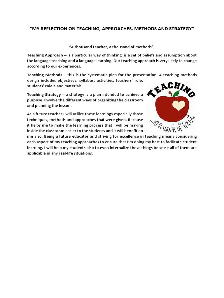 Reflection 2 Teaching Approaches and Methods | PDF