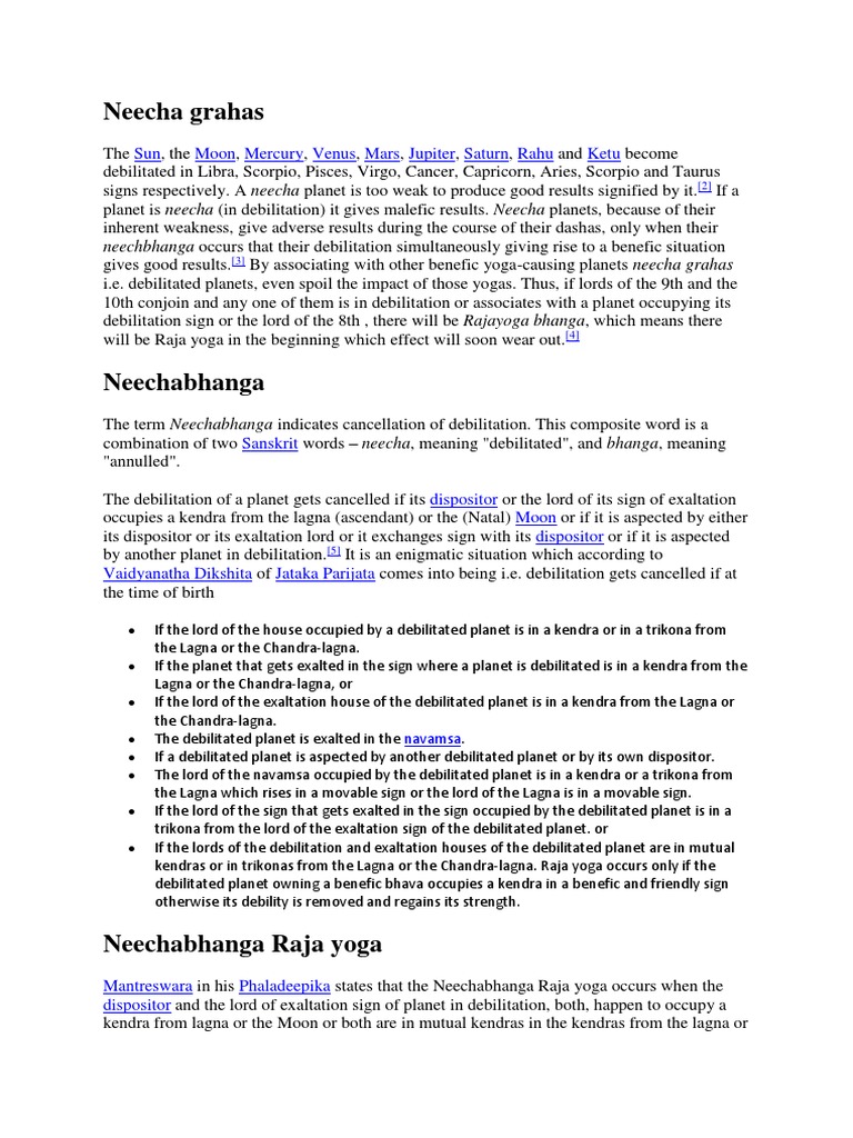 Understanding Neecha Bhanga Raja Yoga | PDF | Technical Factors Of ...