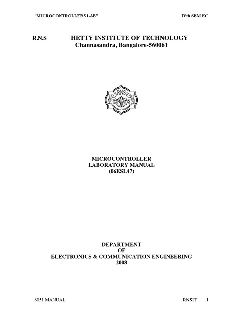 Microcontroller Lab Manual PDF Binary Coded Decimal Computer