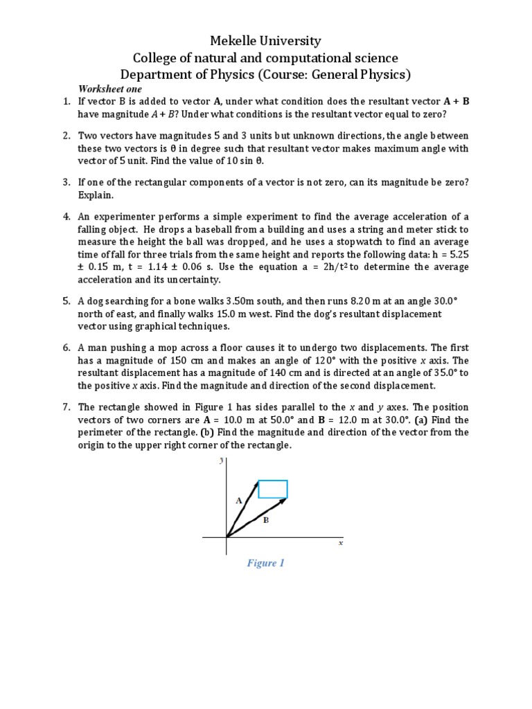 General Physics Worksheet - Chapter 1 - (Phys1011) | PDF | Euclidean ...