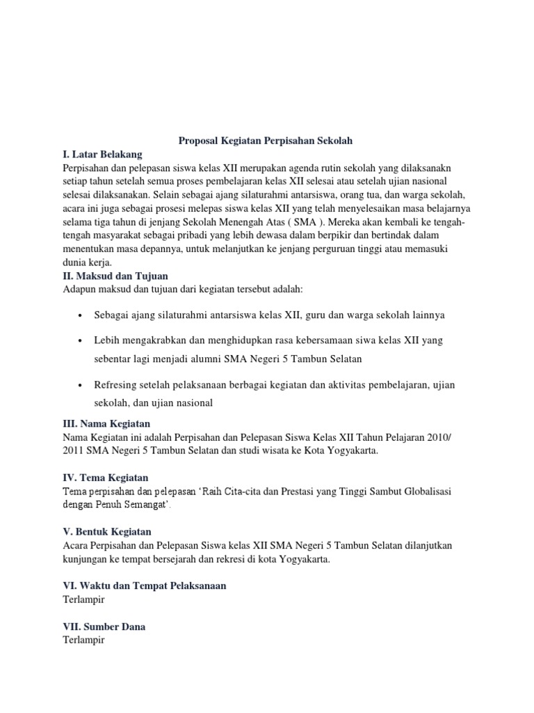 Contoh Proposal Dana Kegiatan Sketsa