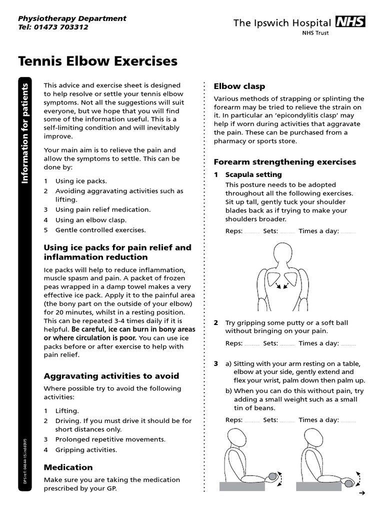 Tennis Elbow Exercises PDF Elbow Diseases And Disorders