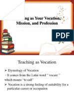 Teaching As Your Vocation, Mission, and Profession - CABRILLOS