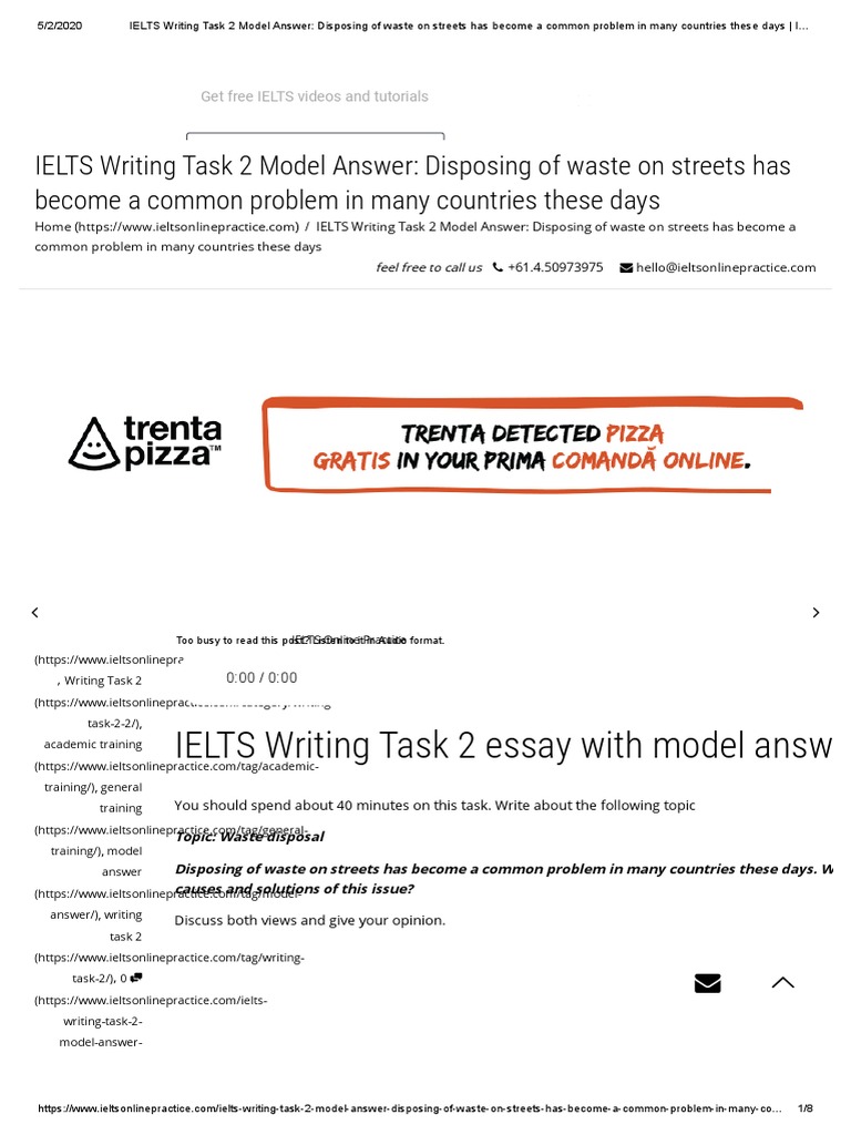 IELTS Writing Task 2 Model Answer - Disposing of Waste On Streets Has ...