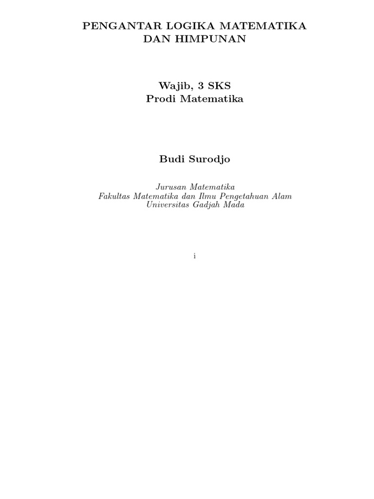 Pengantar Logika Matematika oleh Budi Surodjo | PDF
