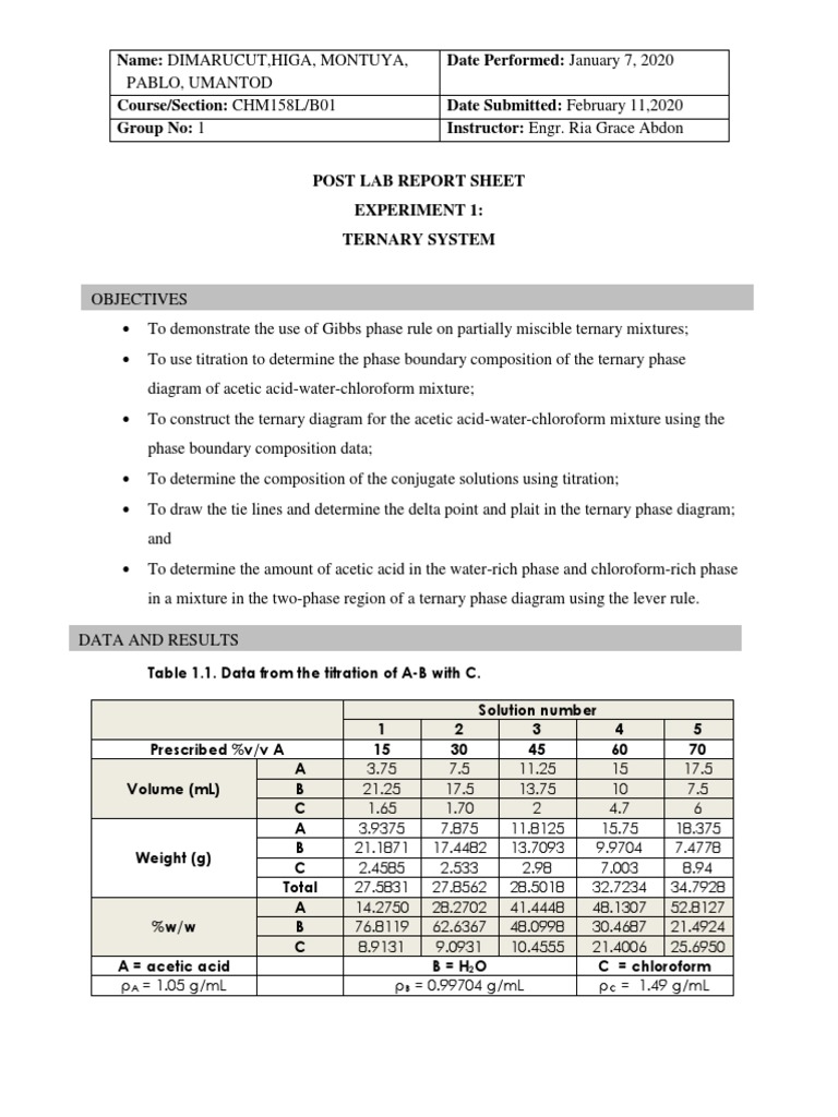 Phychem Expt. 1 | PDF | Phase (Matter) | Physics