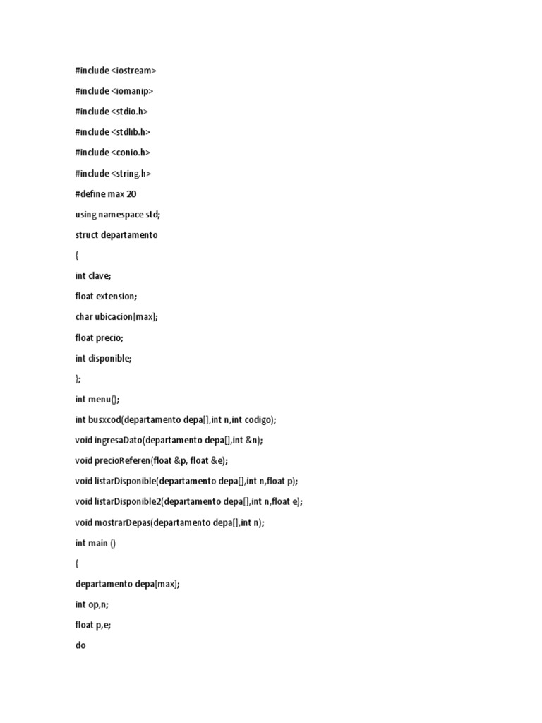 Codigo en C++ | PDF | Programación orientada a objetos | Programación ...