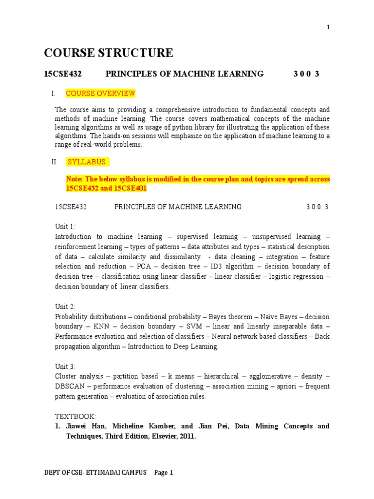 Principles of ML | PDF | Machine Learning | Statistical Classification