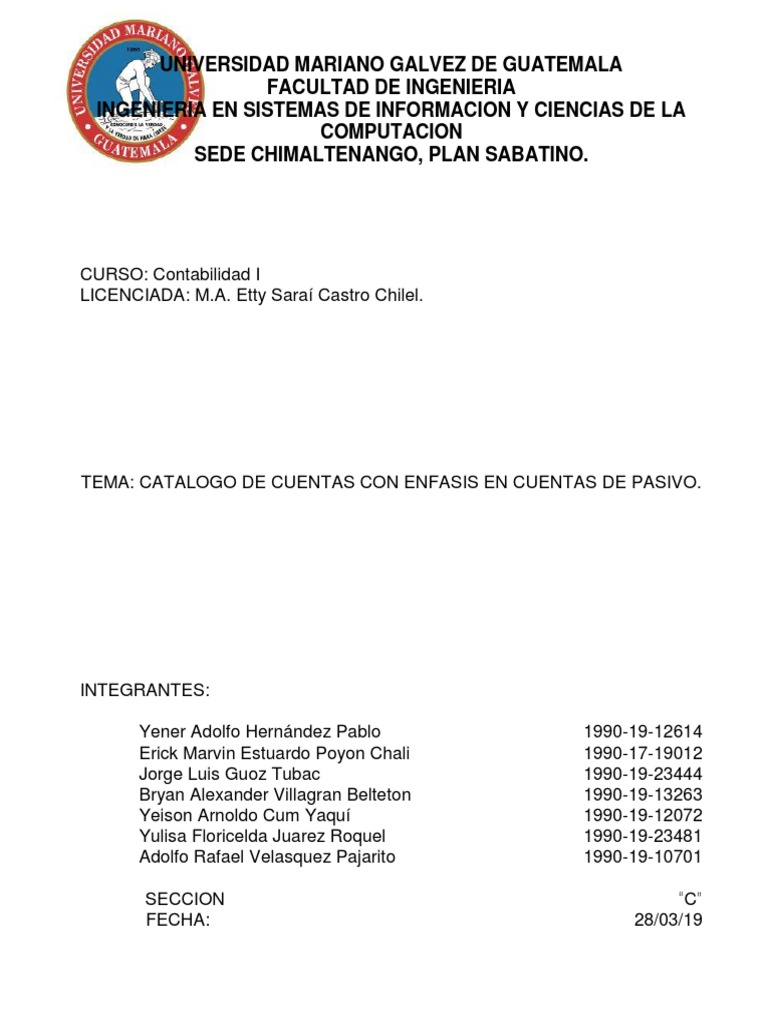 Catálogo de Cuentas de Pasivo | PDF | Hipoteca Comercial | Finanzas y ...