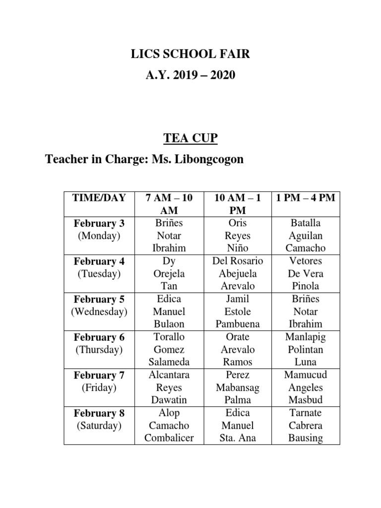 Club Booths (Name List) PDF