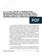 LAS EXIGENCIAS DE LA INTEGRACIÓN IMPLICACIONES DE LAS DISTINTAS AREAS DE GESTIÓN EDUCACIÓN, CULTURA, SALUD, VIVIENDA, EMPLEO Y SERVICIOS SOCIALES