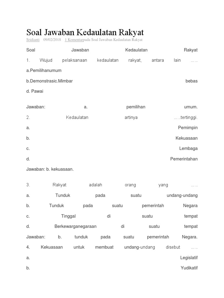 Soal Jawaban Kedaulatan Rakyat Docx