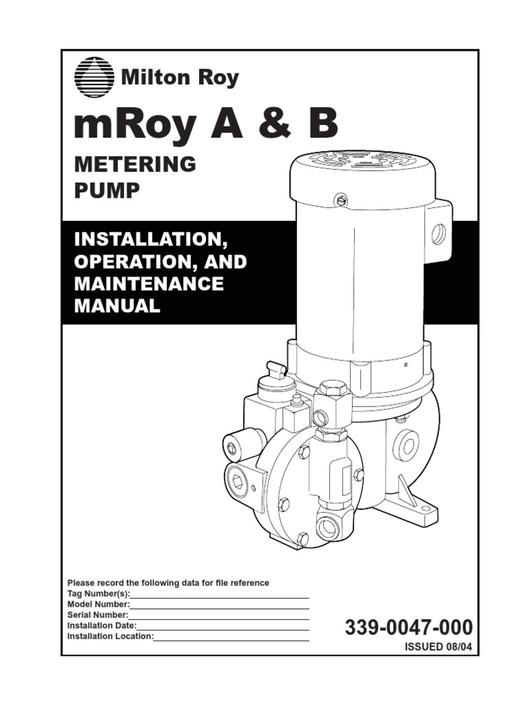 Manual Milton Roy Metering Pump A&b PDF Pump Valve