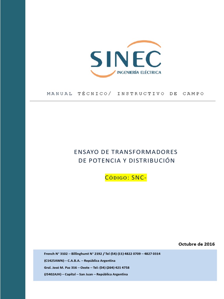 Manual-Instructivo de Ensayos Entransformadores. (v0) | PDF ...