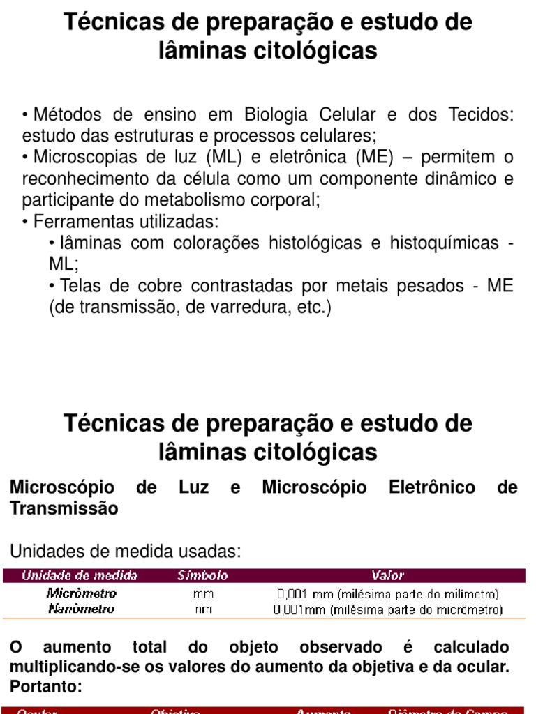 Técnicas de Preparação de Lâminas Histológicas | PDF | Fixação ...