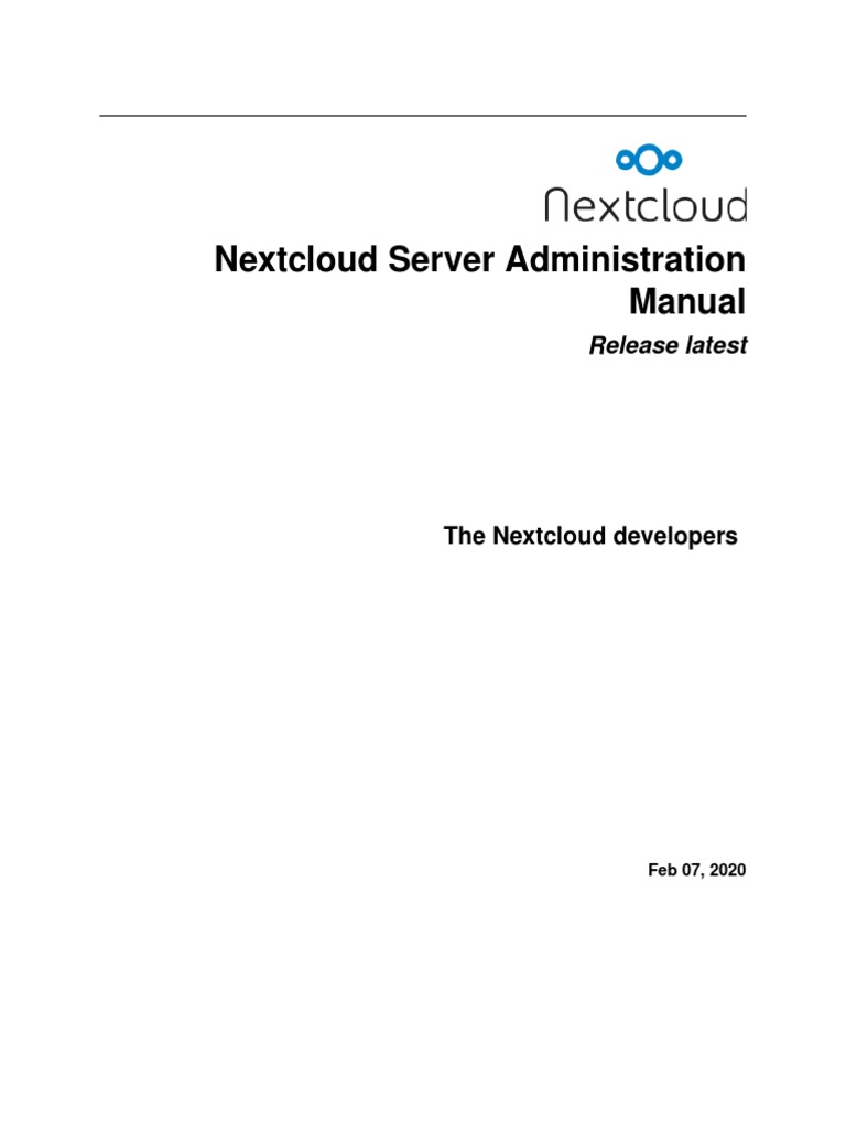 Nextcloud Server Administration Manual | PDF | Web Server | Internet & Web