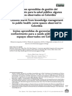 Lecciones Aprendidas de La Gestion Del Conocimiento para La Salud Publica - Colombia