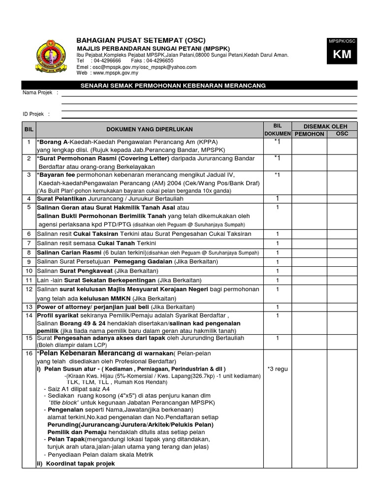 Senarai Semak Permohonan Kebenaran Merancang 1 5
