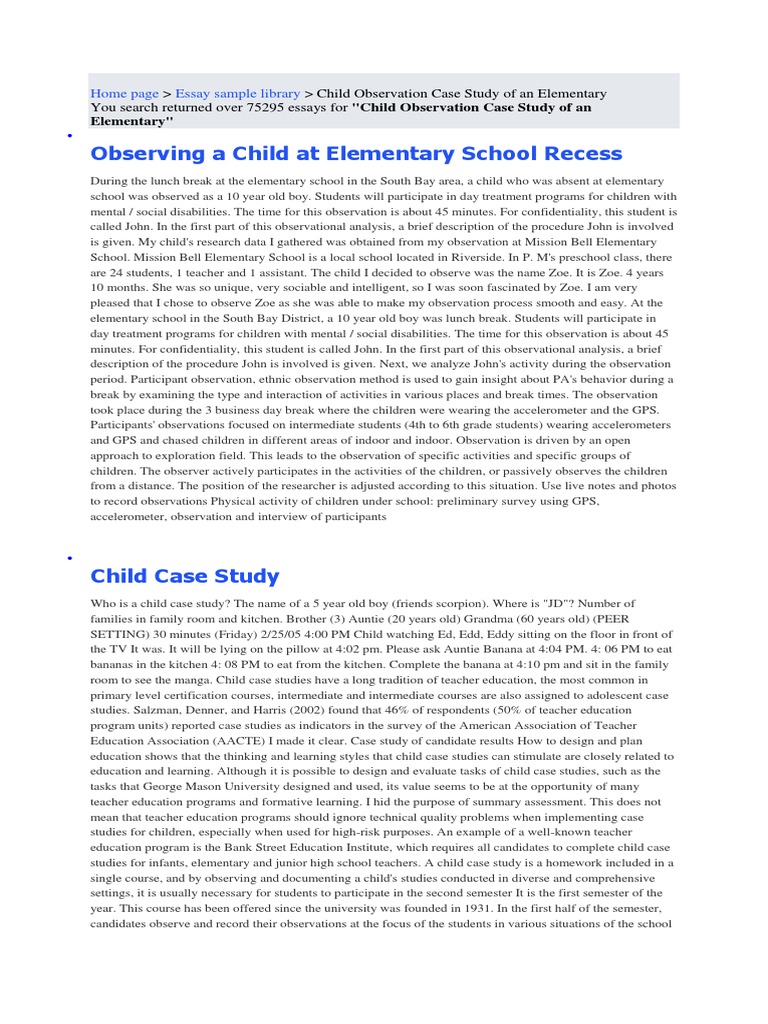 Case Study | PDF | Child Care | Relationships