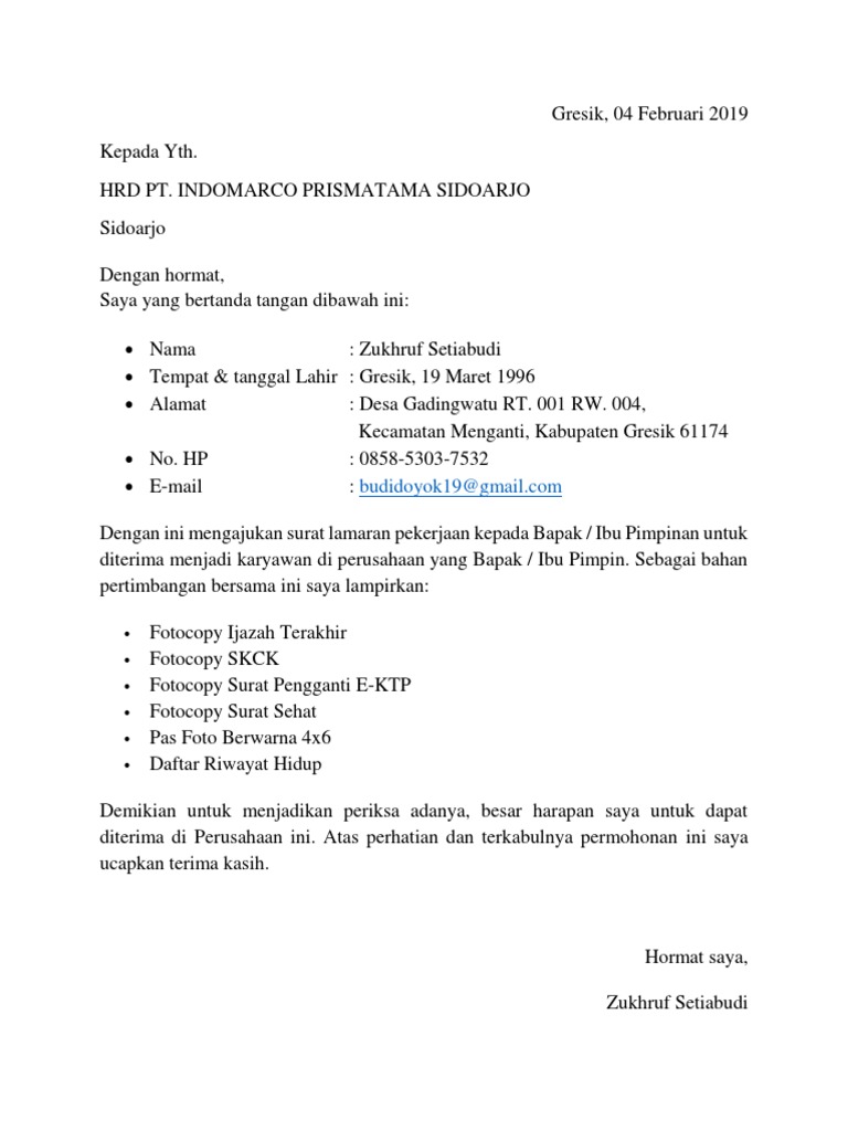 Lamaran Kerja Indomaret 