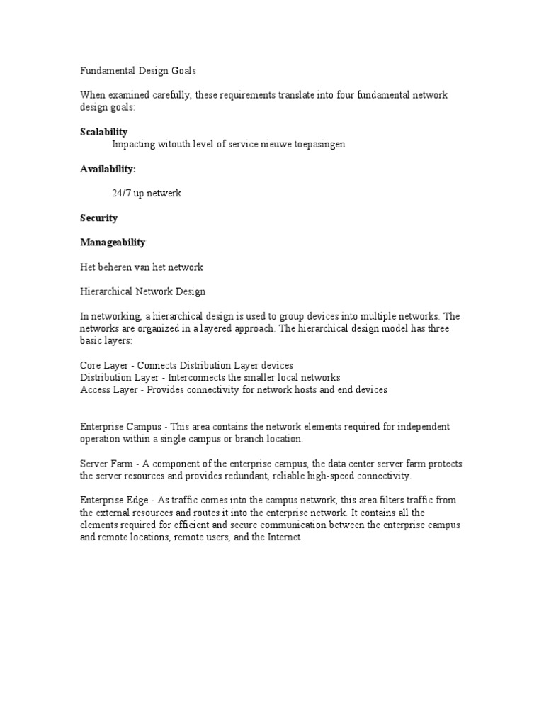 Fundamental Design Goals PDF Computer Network Routing
