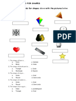 Shapes and English Words Matching Activity