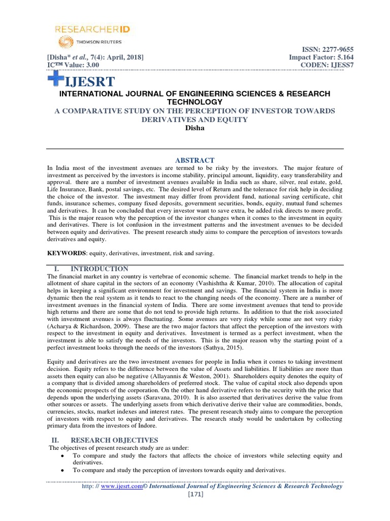 A Comparative Study On The Perception of PDF | PDF | Equity (Finance ...
