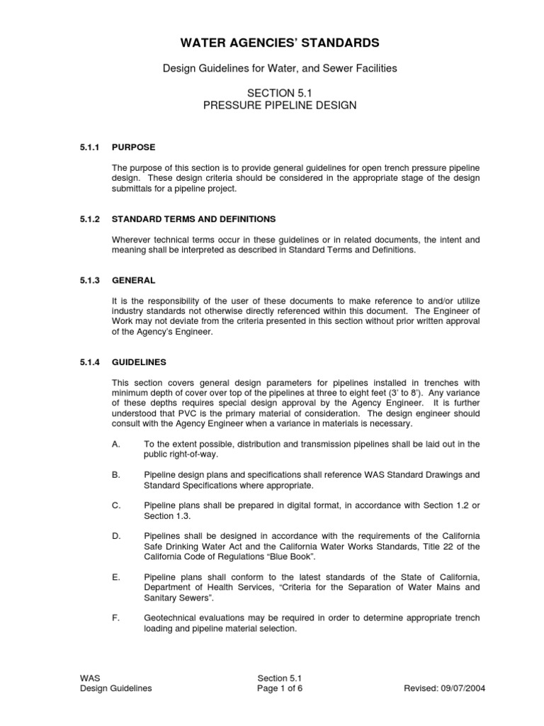 Pressure Pipeline Design Guidelines | PDF | Pipe (Fluid Conveyance ...