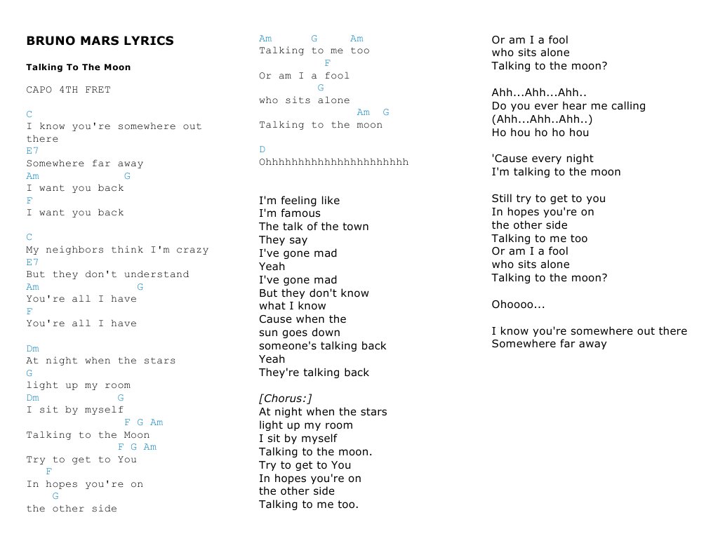 Bruno Mars Lyrics | PDF