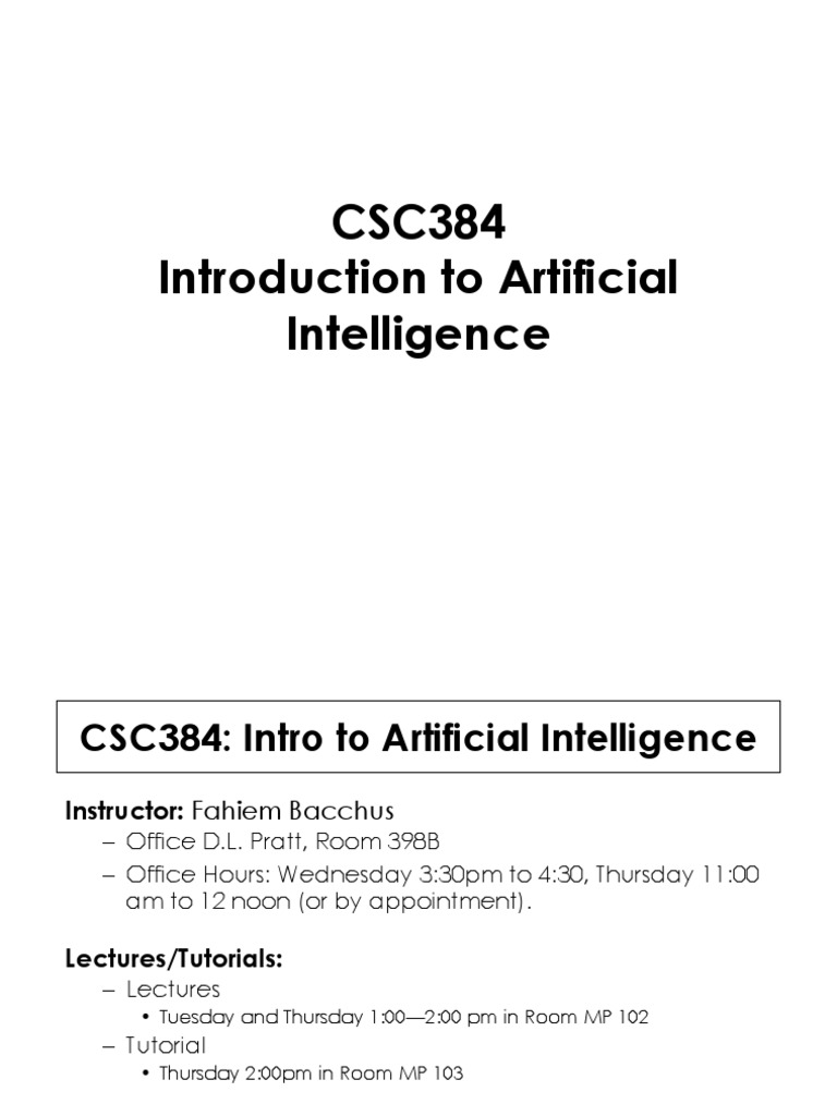 CSC384: Intro to AI Course Guide | PDF