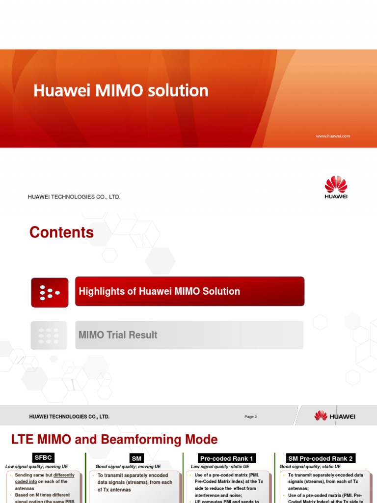 Huawei MIMO Solution Overview | PDF