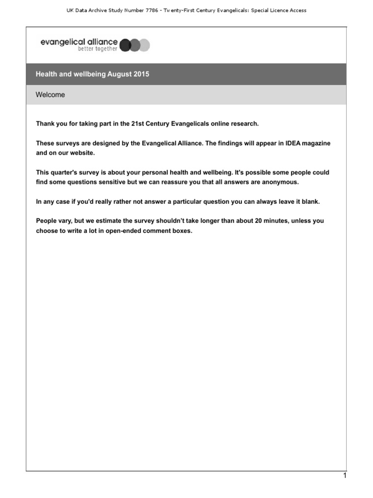 7786 19 Health and Welbeing Questionnaire | PDF