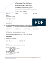 Soal-Soal Dan Pembahasan UN Matematika SMP 2011 PDF