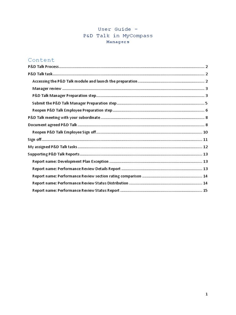 P&D Talk Manager User Guide | PDF | Career & Growth