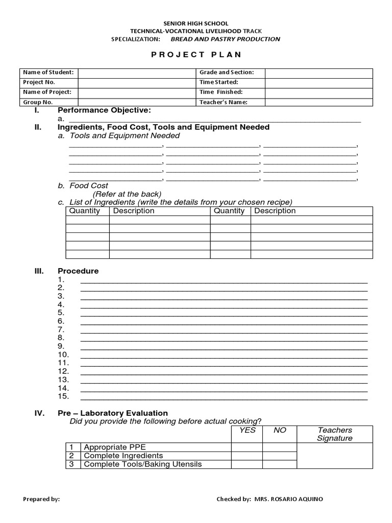 Project Plan | PDF | Foods | Cuisine